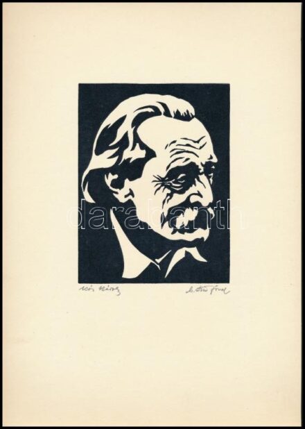 M. Kiss József (1936-1999): Kós Károly. Linómetszet, papír, jelzett, 14x11 cm