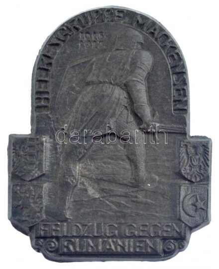 Német Birodalom 1917. 'Heeresgruppe Mäckensen - Feldzug gegen Rumänien - 1916-1917' Zn sapkajelvény (38x30mm) T:1- / German Empire 1917. 'Heeresgruppe Mäckensen - Feldzug gegen Rumänien - 1916-1917' Zn cap badge (38x30mm) C:AU