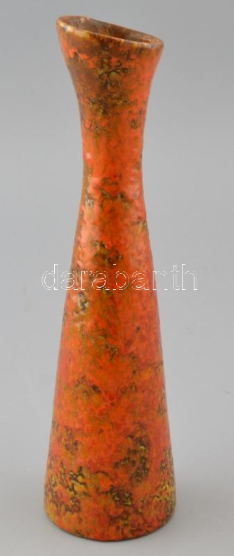 Tófej retró kerámia váza, jelzett, hibátlan, m: 31 cm
