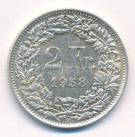 Svájc 1958. 2Fr Ag T:2 Switzerland 1958. 2 Francs Ag C:XF Krause KM#21