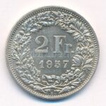 Svájc 1957. 2Fr Ag T:2 Switzerland 1957. 2 Francs Ag C:XF Krause KM#21