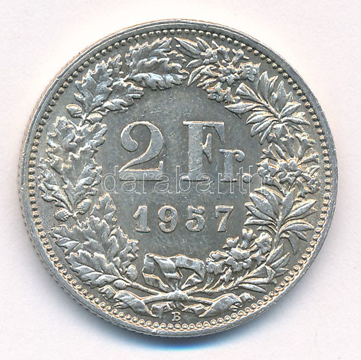 Svájc 1957. 2Fr Ag T:2 Switzerland 1957. 2 Francs Ag C:XF Krause KM#21