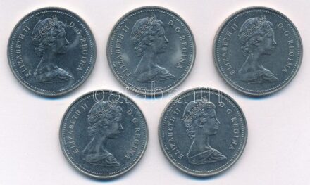 Kanada 1980-1986. 1$ Ni 'II. Erzsébet' (5xklf) T:1-,2 Canada 1980-1986. 1 Dollar Ni 'Elizabeth II' (5xdiff) C:AU,XF Krause KM#120