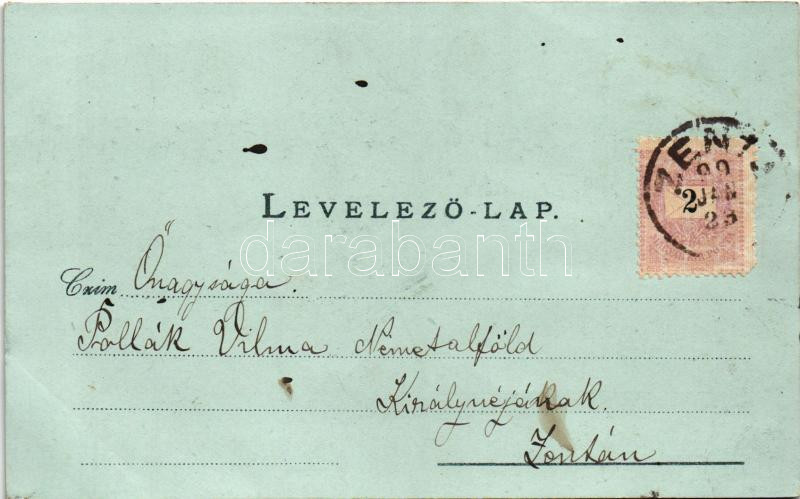 1899 (Vorläufer!) Óbecse, Stari Becej; Görög katolikus szerb és Római katolikus templomok, városháza, szabadságharc emléke, Lőkert. Kapható Löwy Lajosnál / churches, town hall, military monument. Art Nouveau, floral, litho - Image 2