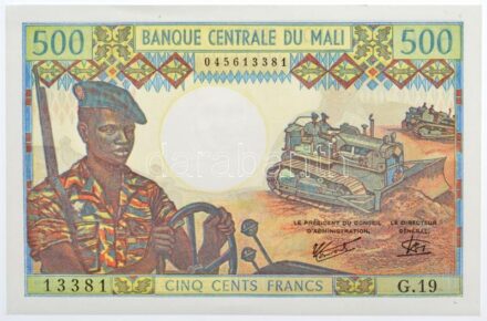 Mali DN (1973-1984) 500Fr 'G.19 13381' T:I- / Mali ND (1973-1984) 500 Francs 'G.19 13381' C:AU Krause P#12e