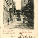 1900 Pola, Pula; Sternwarte Strasse / Via della Specola / street, staircase. Photogr. Atelier Flora