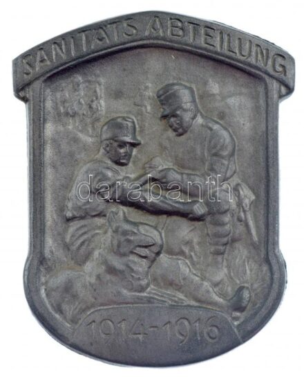 Osztrák-Magyar Monarchia 1914-1916. 'Sanitats Abteilung (Szanitéc osztag) 1914-1916)' Zn sapkajelvény (43x34mm) T:1- / Austro-Hungarian Monarchy 1914-1916. 'Sanitats Abteilung (Medical unit) 1914-1916)' Zn cap badge (43x34m) C:AU