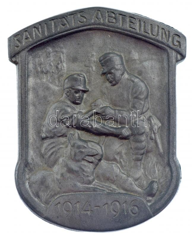 Osztrák-Magyar Monarchia 1914-1916. 'Sanitats Abteilung (Szanitéc osztag) 1914-1916)' Zn sapkajelvény (43x34mm) T:1- / Austro-Hungarian Monarchy 1914-1916. 'Sanitats Abteilung (Medical unit) 1914-1916)' Zn cap badge (43x34m) C:AU