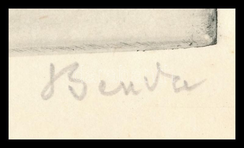 Benda Katalin (1939-): Gorsium. Rézkarc, papír, jelzett, 17x29,5 cm - Image 3