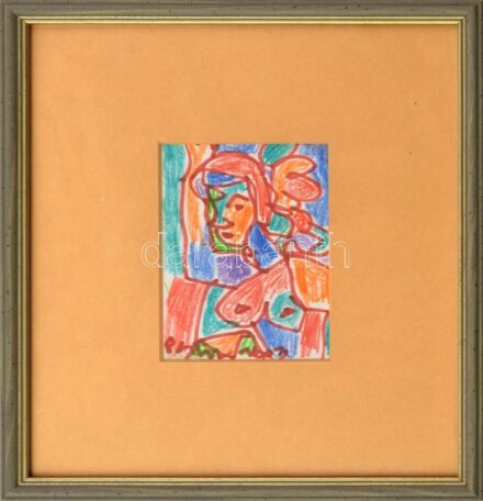 Csepeli Németh Miklós (1934-2012): Emellek. Vegyes technika, papír. Jelzett, 25x10 cm, Üvegezett keretben