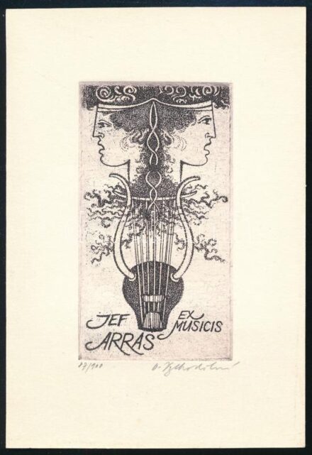 Vychodilova, Olga (1949-): Ex musicis Jeff Arras. Rézkarc, papír, jelzett. Számozott (87/100). 9x5 cm.