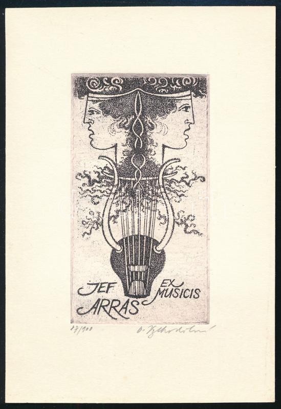 Vychodilova, Olga (1949-): Ex musicis Jeff Arras. Rézkarc, papír, jelzett. Számozott (87/100). 9x5 cm.