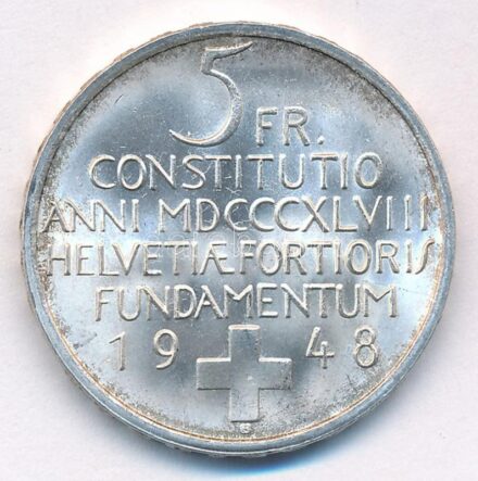 Svájc 1948B 5Fr Ag 'Svájci Alkotmány Centenáriuma' T:1-,2 patina Switzerland 1948B 5 Francs Ag 'Swiss Constitution Centennial' C:AU,XF patina Krause KM#48