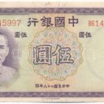 Kína 1937. 5Y 'BG 145997' T:II,II- folt China 1937. 5 Yuan 'BG 145997' C:XF,VF spot Krause P#80