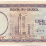 Kína 1937. 5Y 'BG 145997' T:II,II- folt China 1937. 5 Yuan 'BG 145997' C:XF,VF spot Krause P#80 - Image 2