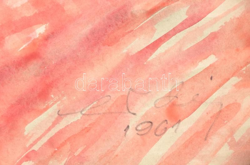 Erdei Sándor (1917-2002): Fekvő női akt. Akvarell, papír. Jelzett. Feltekerve. 72x97 cm - Image 3