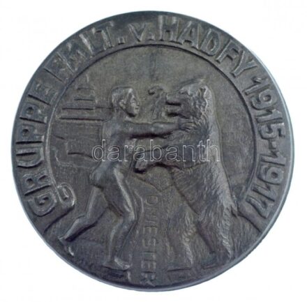 Osztrák-Magyar Monarchia 1917. 'Gruppe FMLT. v. Hadfy 1915-1917' Zn sapkajelvény, 'MORZSÁNYI J BUDAPEST IV.' gyártói jelzéssel (34mm) T:1- / Austro-Hungarian Monarchy 1917. 'Gruppe FMLT. v. Hadfy 1915-1917' Zn cap badge, 'MORZSÁNYI J