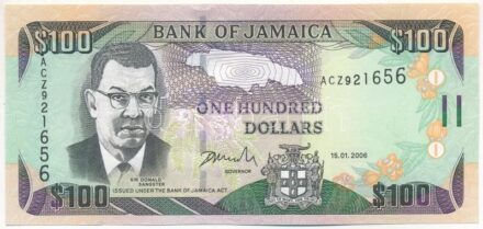 Jamaika 2006. 100$ 'ACZ 921656' T:I,I- Jamaica 2006. 100 Dollars 'ACZ 921656' C:UNC,AU Krause P#84b