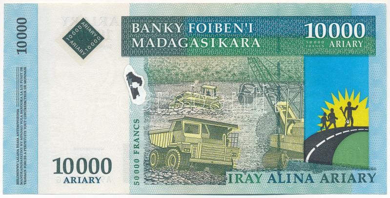 Madagaszkár DN (2003-2007) 10.000A 'A 9782075 G' T:III szép papír Madagascar ND (2003-2007) 10.000 Ariary 'A 9782075 G' C:F fine paper Krause P#85 - Image 2
