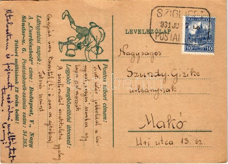 1931 Cserkész művészlap. Cserkészbolt kiadása / Hungarian boy scout art postcard s: Márton L. (EK) - Image 2