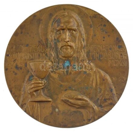 Ausztria 1922. 'Bécsi Eucharisztikus Világkongresszus' kétoldalas bronz emlékérem (50mm) T:2 patina Austria 1922. 'Vienna World Eucharistic Congress' two-sided bronze medallion (50mm) C:XF patina