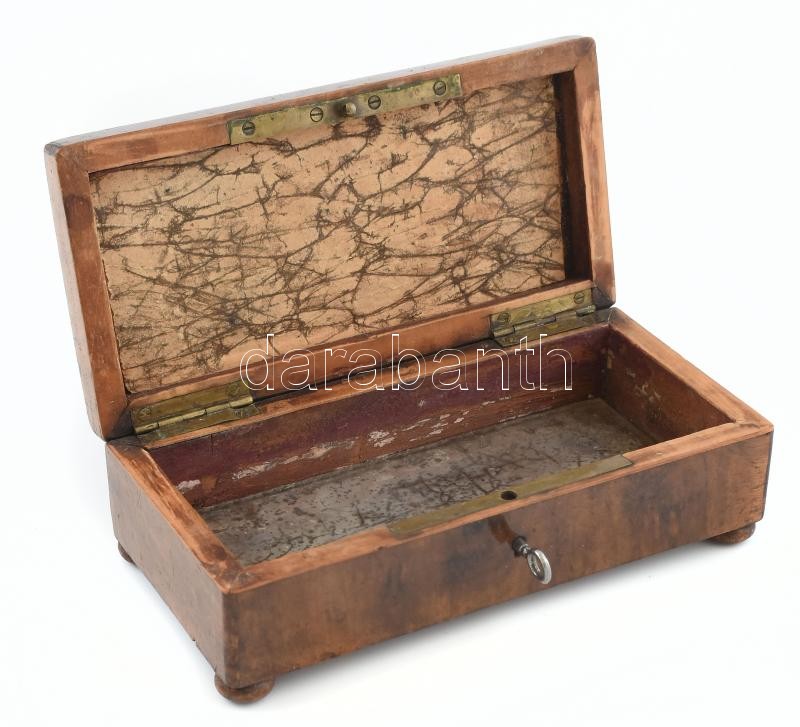 Fa ládika. XIX. sz. kulccsal 17x8 cm - Image 2