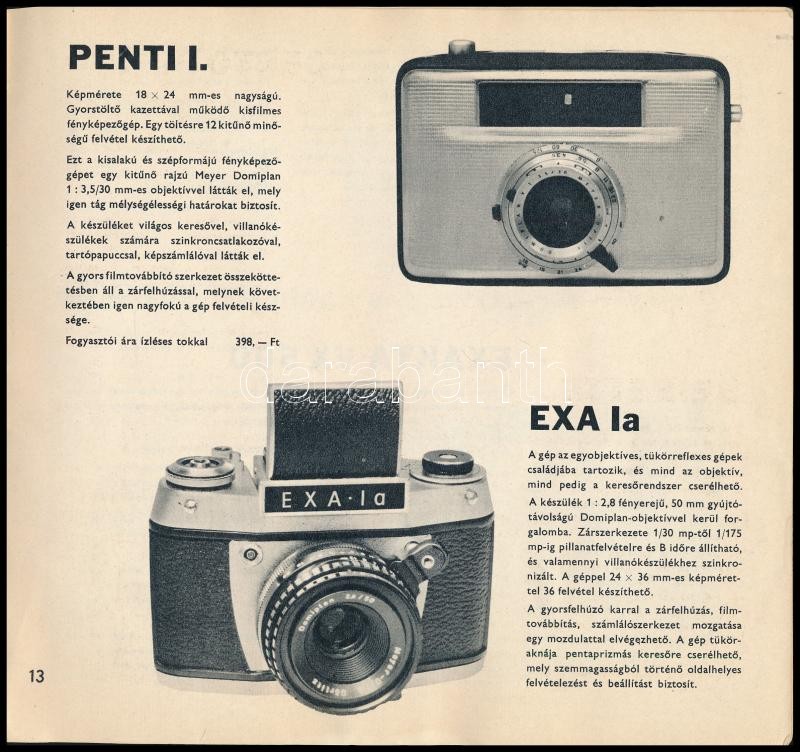 cca 1970 Ofotért árjegyzék, fekete-fehér képekkel illusztrált, kissé viseltes borítóval + 1. sz. fényképezőgép tájékoztató - Image 3