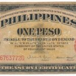 Fülöp-szigetek 1936. 1P 'D 16763772 D' piros pecséttel T:III,III- Philippines 1936. 1 Peso 'D 16763772 D' with red seal C:F,VG Krause P#81a