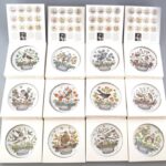 Hutschenreuther porcelán dísztányér, 12 db, Ole Winther terve, madarak, matricás, jelzett, eredeti dobozban, hibátlan , d: 16 cm