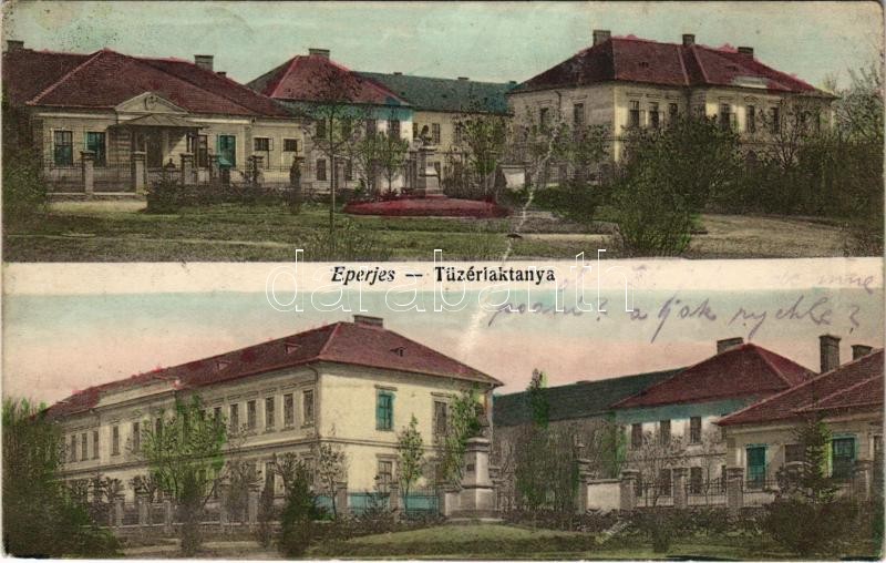 Eperjes, Presov; Tüzérlaktanya. Molnár Jenő kiadása / K.u.K. military artillery barracks (fa)