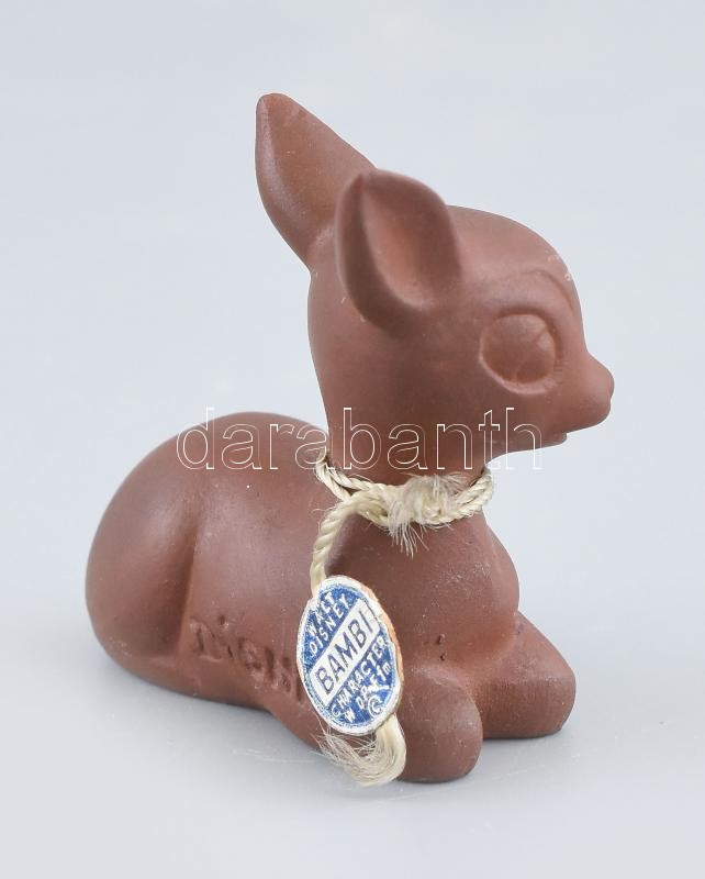 Goebel manufaktúra, Walt Disney limitált kiadású Bambi figura, jelzett, steinzeug, korának megfelelő állapotban, etikettel is jelzett. 1950 körül. m: 4,8 cm - Image 2