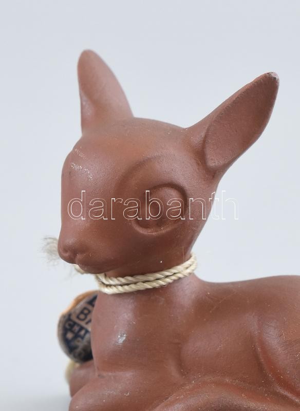 Goebel manufaktúra, Walt Disney limitált kiadású Bambi figura, jelzett, steinzeug, korának megfelelő állapotban, etikettel is jelzett. 1950 körül. m: 4,8 cm - Image 4