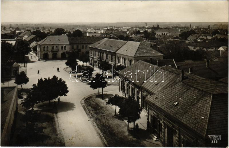 1929 Celldömölk, Fő tér, Bensdorp Caco reklám a falon, Hangya, dohány áruda, Róth Mór, Molnár és Kellen Sándor üzlete. Weinstock E. 335. + 'CELLDÖMÖLK P.U.'