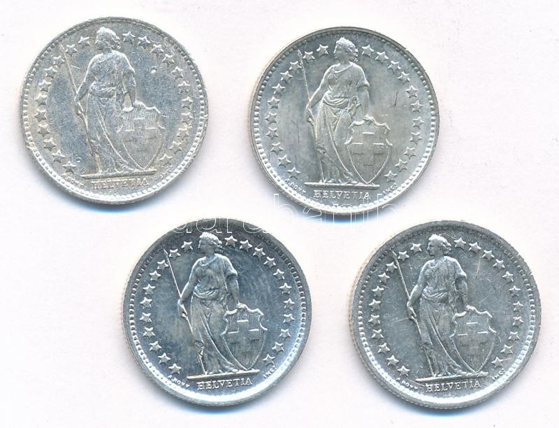 Svájc 1952-1966. 1/2Fr Ag (4xklf) T:1--2- patina Switzerland 1952-1966. 1/2 Franc Ag (4xdiff) C:AU-VF patina Krause KM#23 - Image 2