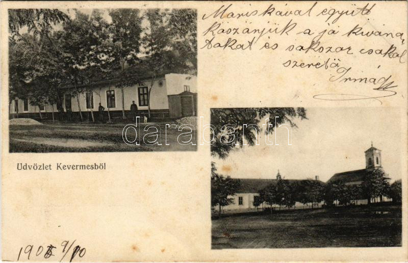 1905 Kevermes (Békés), Római katolikus templom és iskola, laktanya (?)