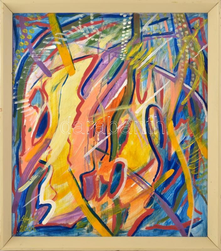 Kalmár Pál (?-): Színes kép. Olaj, farost, jelezve balra lent. Fakeretben, 57×50 cm