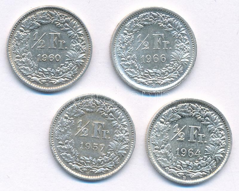 Svájc 1957-1966. 1/2Fr Ag (4xklf) T:2 patina Switzerland 1957-1966. 1/2 Franc Ag (4xdiff) C:XF patina Krause KM#23