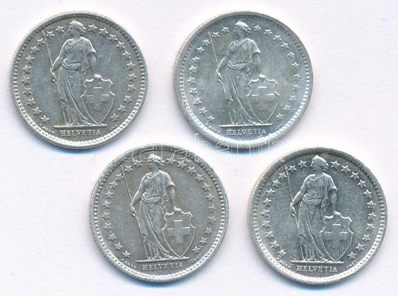 Svájc 1957-1966. 1/2Fr Ag (4xklf) T:2 patina Switzerland 1957-1966. 1/2 Franc Ag (4xdiff) C:XF patina Krause KM#23 - Image 2
