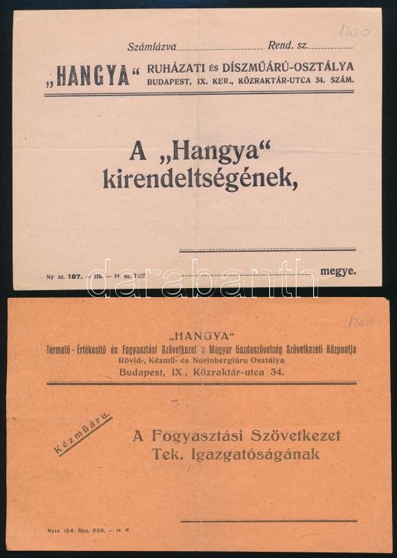 cca 1925-1950 'Hangya' Szövetkezet 3 db reklám fejléces levelezőlapja