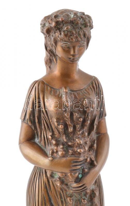 R. Kiss Lenke (1926 - ): Flóra. 1980 körül. Öntött, patinázott bronz, márvány talapzaton. Jelzett M:35cm - Image 2