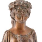 R. Kiss Lenke (1926 - ): Flóra. 1980 körül. Öntött, patinázott bronz, márvány talapzaton. Jelzett M:35cm - Image 3