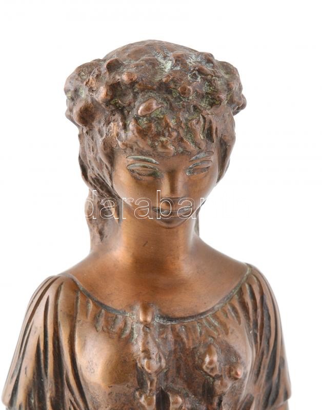 R. Kiss Lenke (1926 - ): Flóra. 1980 körül. Öntött, patinázott bronz, márvány talapzaton. Jelzett M:35cm - Image 3