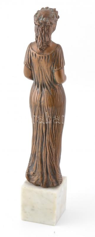 R. Kiss Lenke (1926 - ): Flóra. 1980 körül. Öntött, patinázott bronz, márvány talapzaton. Jelzett M:35cm - Image 4