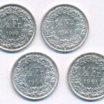 Svájc 1945-1964. 1/2Fr Ag (4xklf) T:1-,2 patina Switzerland 1945-1964. 1/2 Franc Ag (4xdiff) C:AU,XF patina Krause KM#23