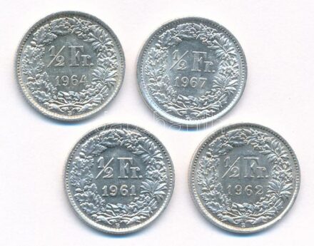 Svájc 1961-1967. 1/2Fr Ag (4xklf) T:1- patina Switzerland 1961-1967. 1/2 Franc Ag (4xdiff) C:AU patina Krause KM#23