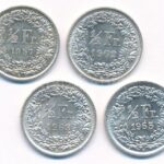 Svájc 1957-1965. 1/2Fr Ag (4xklf) T:1-,2 patina Switzerland 1957-1965. 1/2 Franc Ag (4xdiff) C:AU,XF patina Krause KM#23