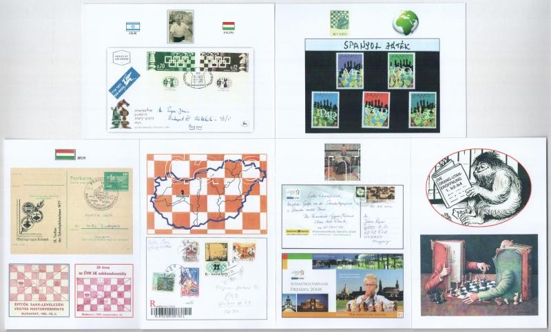 10 db MODERN használatlan sakk motívumlap kíváló minőségben Pápai János gyűjteményéből / 10 modern unused Chess motive postcards in excellent condition from János Pápai's collection