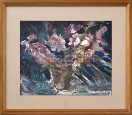 Vaszary jelzéssel: Csendélet. Olaj, karton, üvegezett fakeretben, 21×25 cm