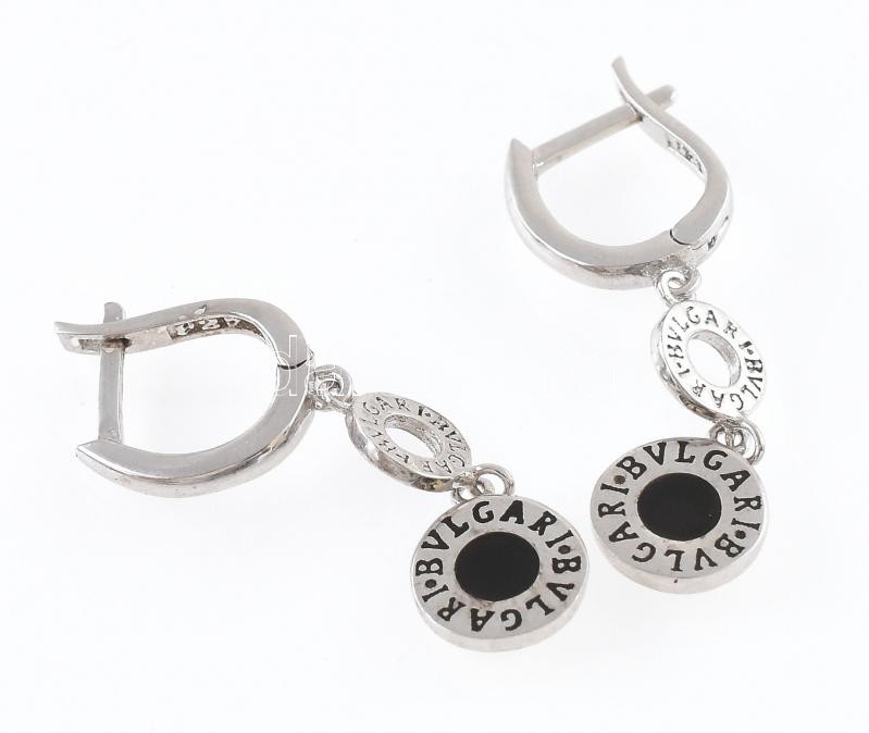 Ezüst(Ag) fülbevalópár Bulgari jelzéssel, h: 3 cm, bruttó: 4,5 g