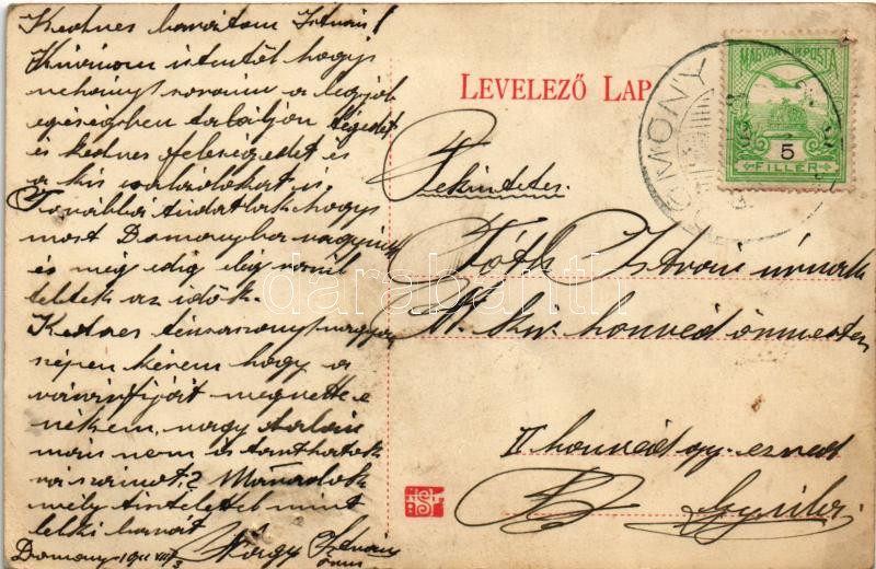 1911 Domony, templom, Both Menyhért kastélya (kis lyukak / small pinholes) - Image 2